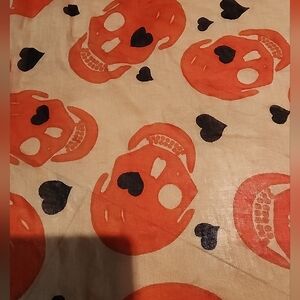 Bershka Red and Cream SKULL HEART Patterned Scarf